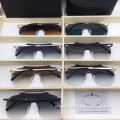 Goggle Rimless Sunglasses with Colorful Lens